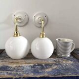 Pair of white opaline sconces