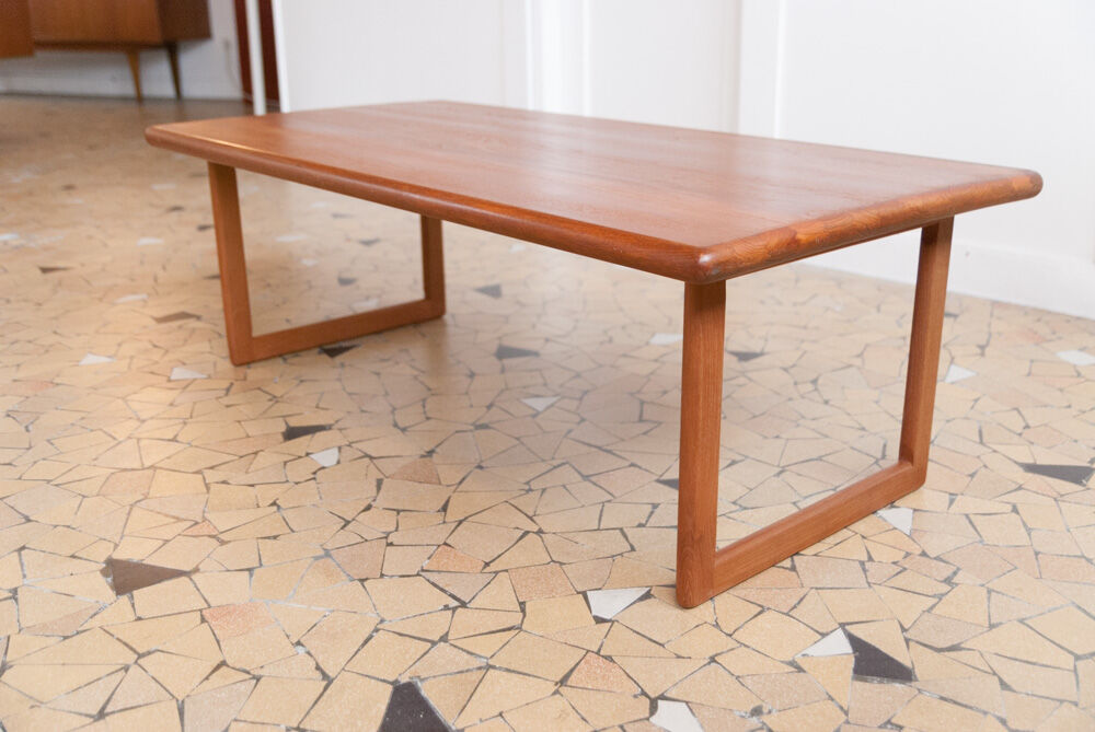 Minimalist solid teak coffee table