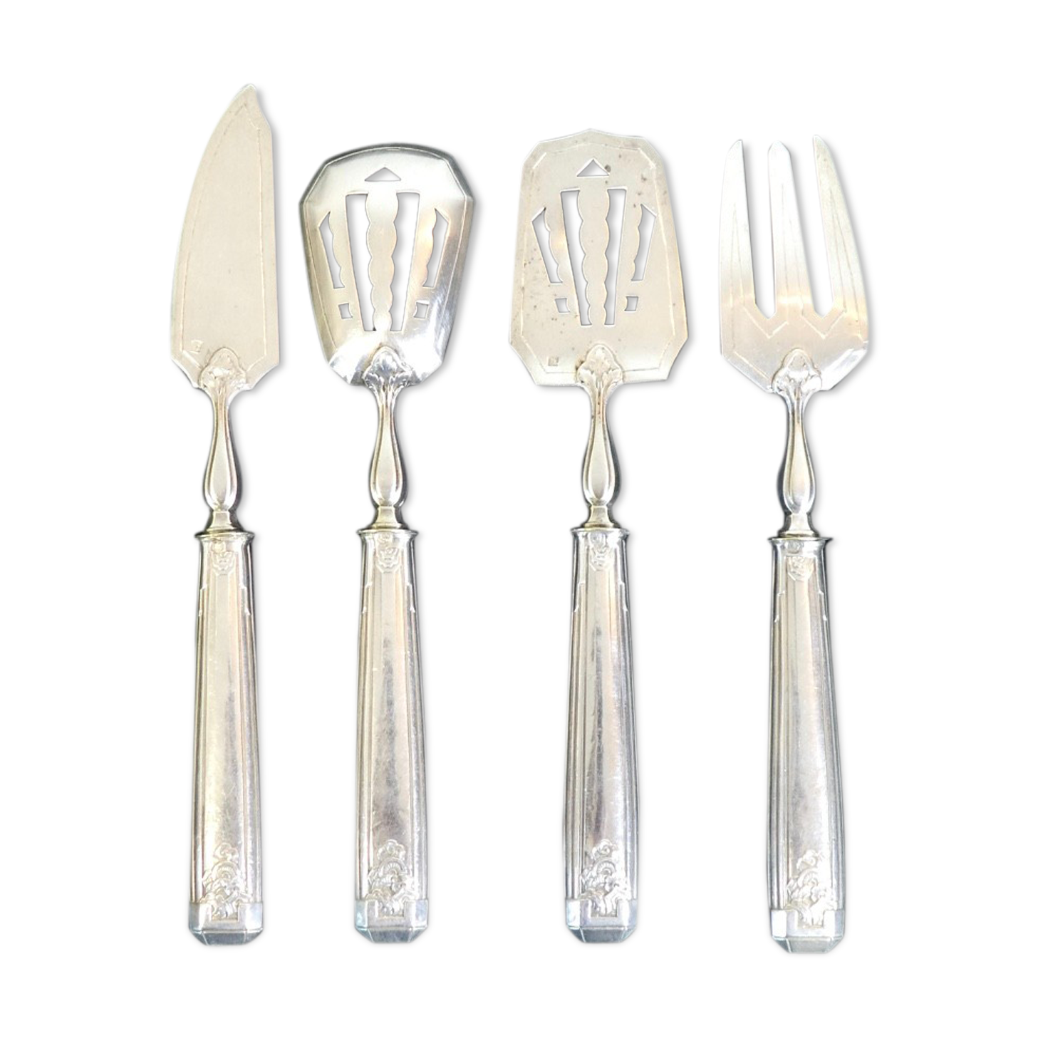 Service cover has mignardises art deco solid silver stuffed minerve