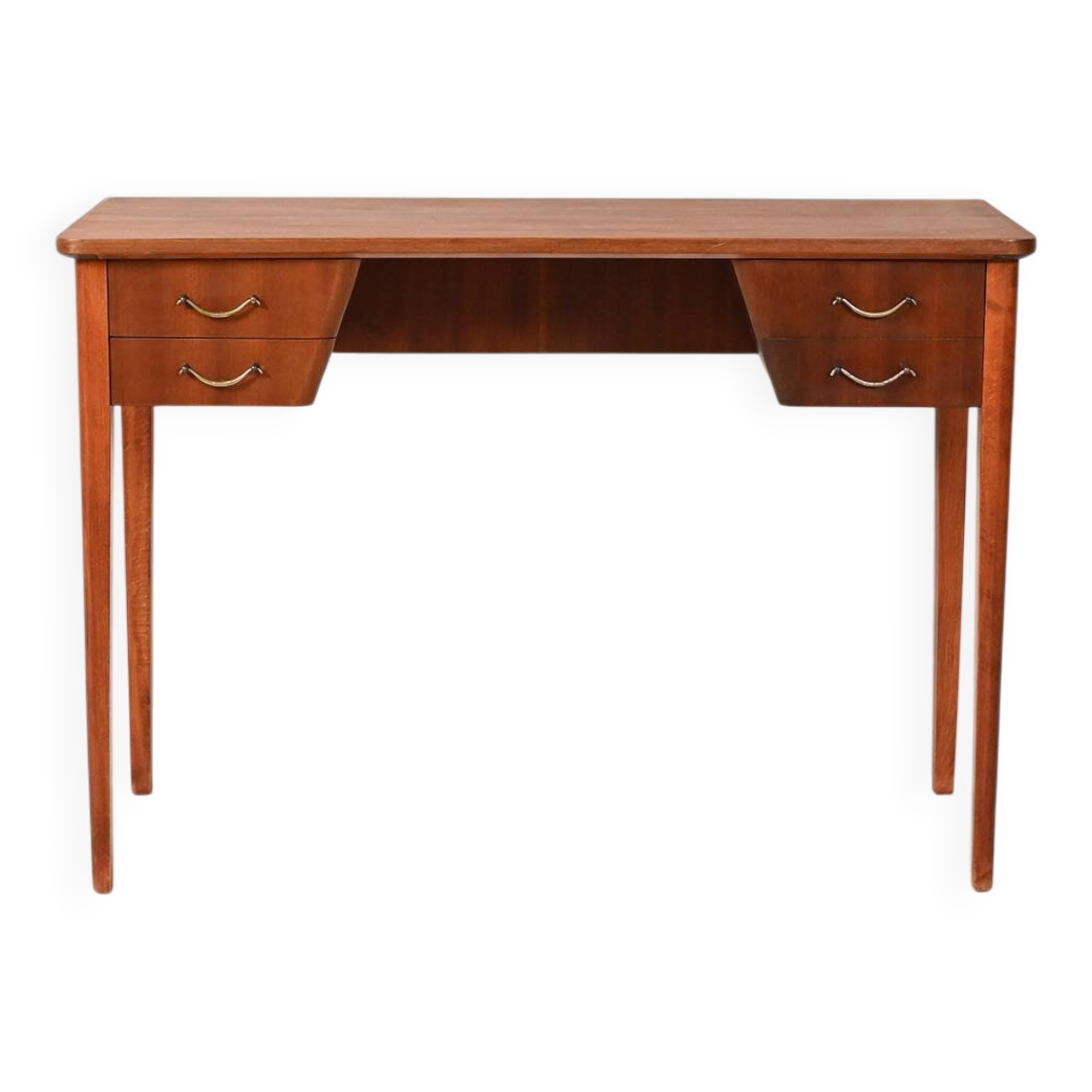 Scandinavian mahogany desk with brass handles