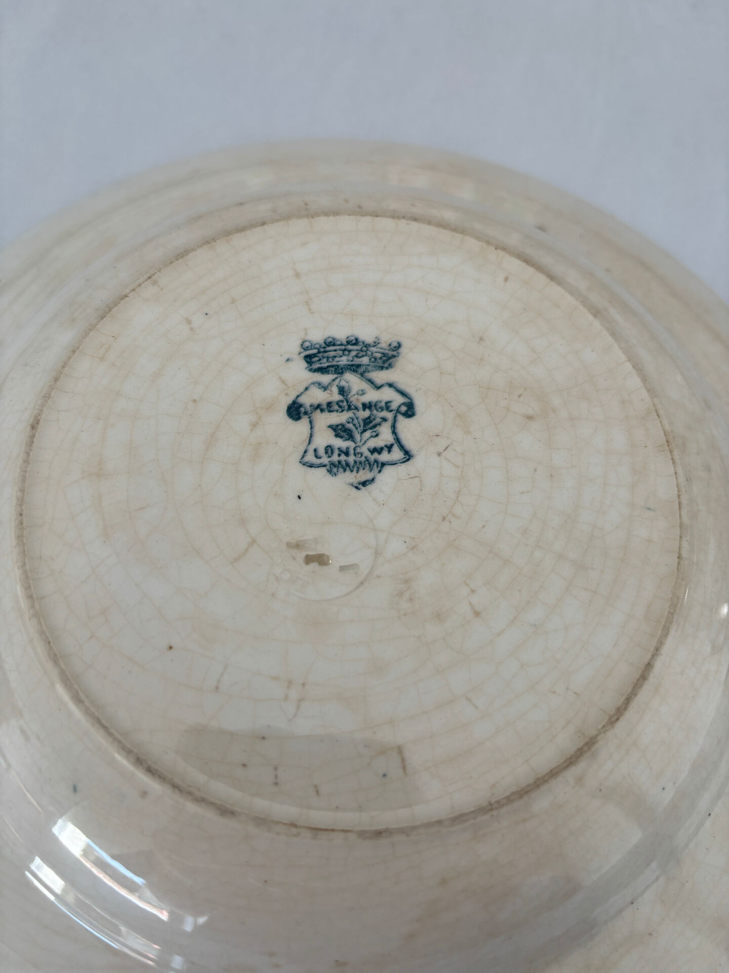 Assiette creuse longwy mesange terre de fer bleu - faïence ancienne fr
