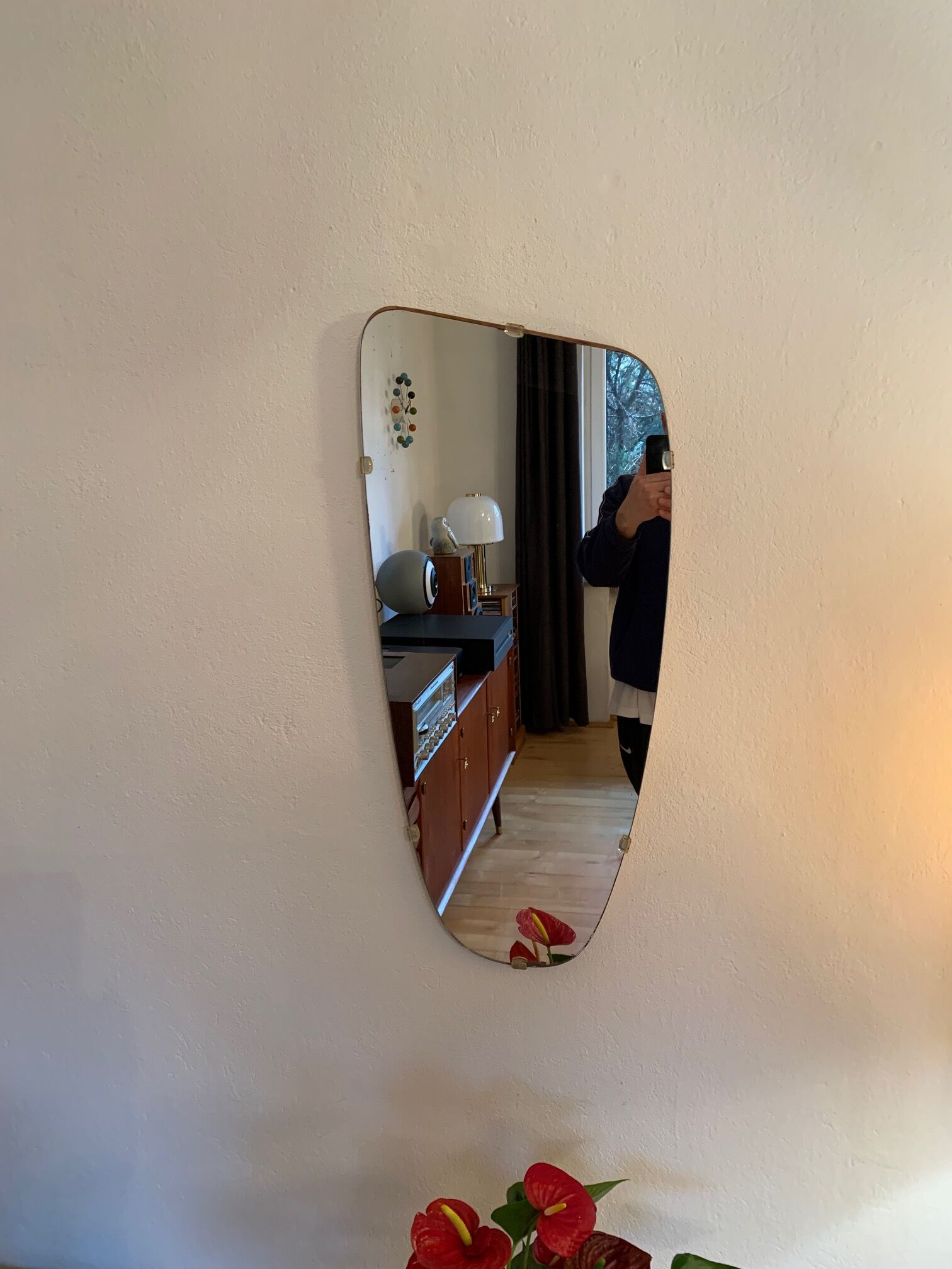 1960s asymmetrical mirror 35x78cm