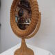 Rattan psyche mirror 22x43cm