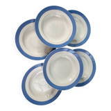 6 pastel blue soup plates in céranord st amand earthenware - languedoc model - lot 1