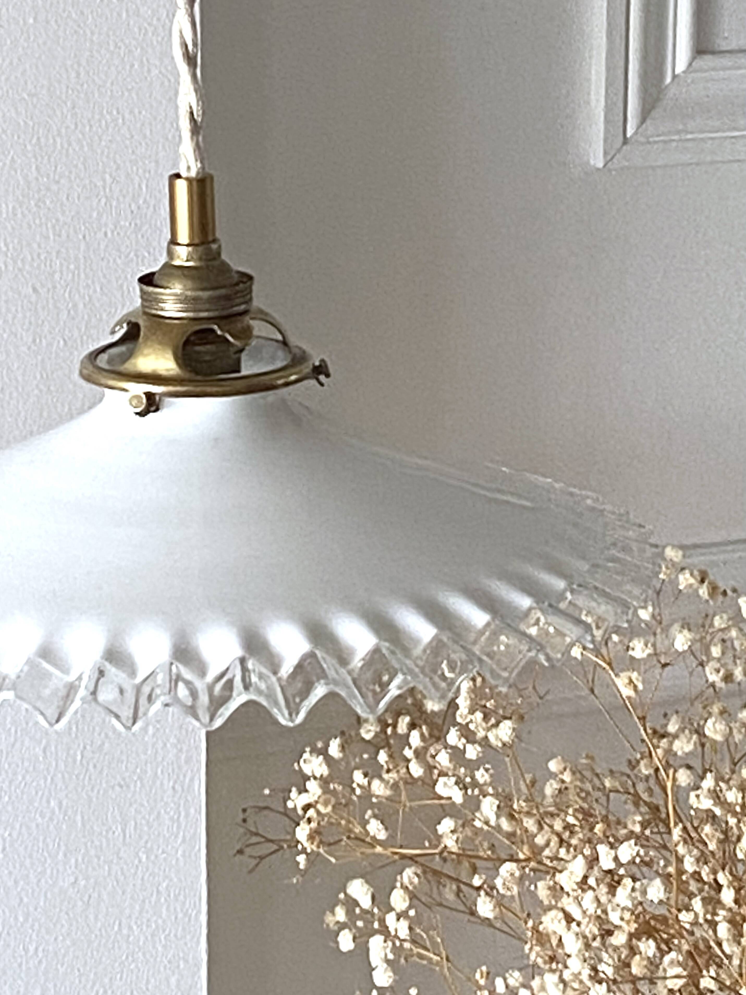 Opaline glass pendant light