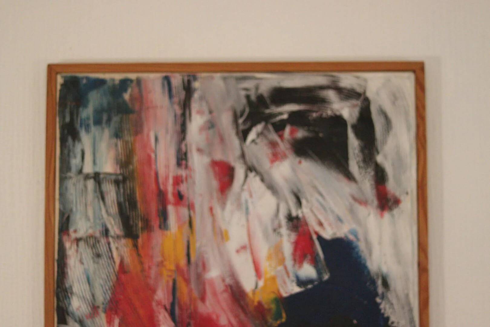 Original Swedish Oil on Canvas – “Abstract” by KB – Vintage & Framed  49 ×