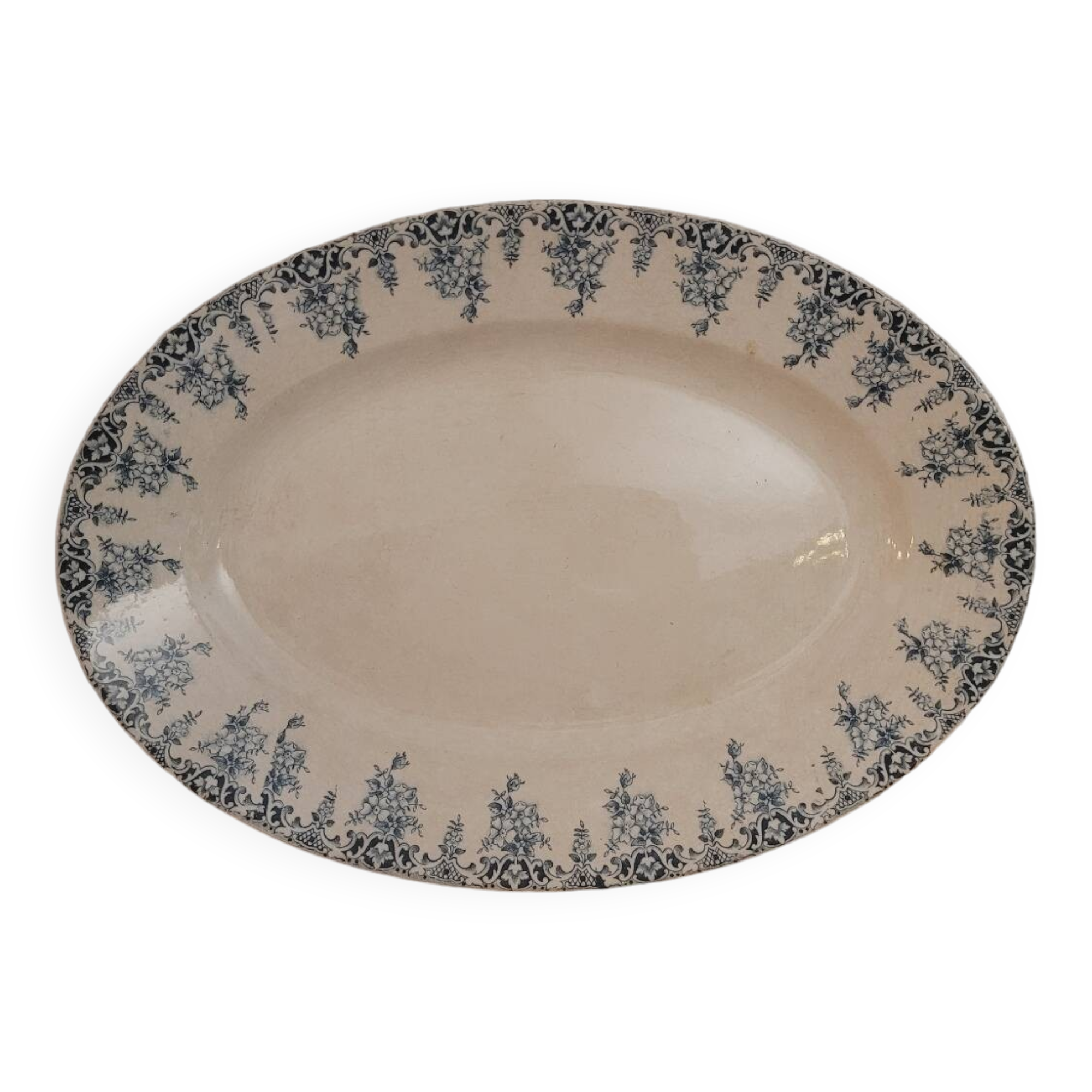 Oval iron earth dish late 19th century