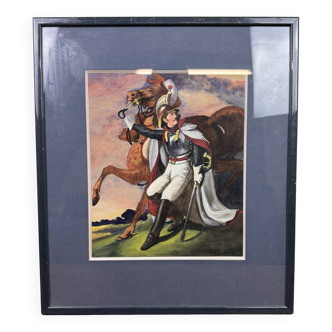 after Géricault / signed Allouis / dated 1910 / beautiful framed pastel depicting The Wounded Cuirassier