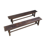 Pair of solid oak monastery benches
