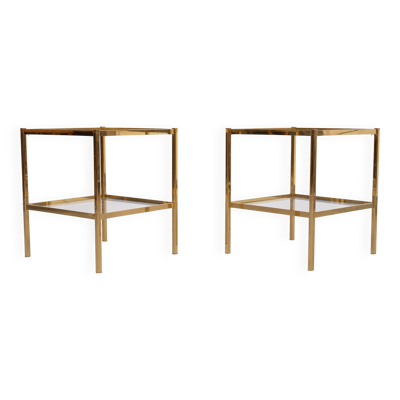 Tables d'appoint en laiton attribuées à Maison Baguès, France, années 1970