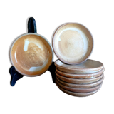 8 small dessert plates in raw and refined stoneware, vintage.