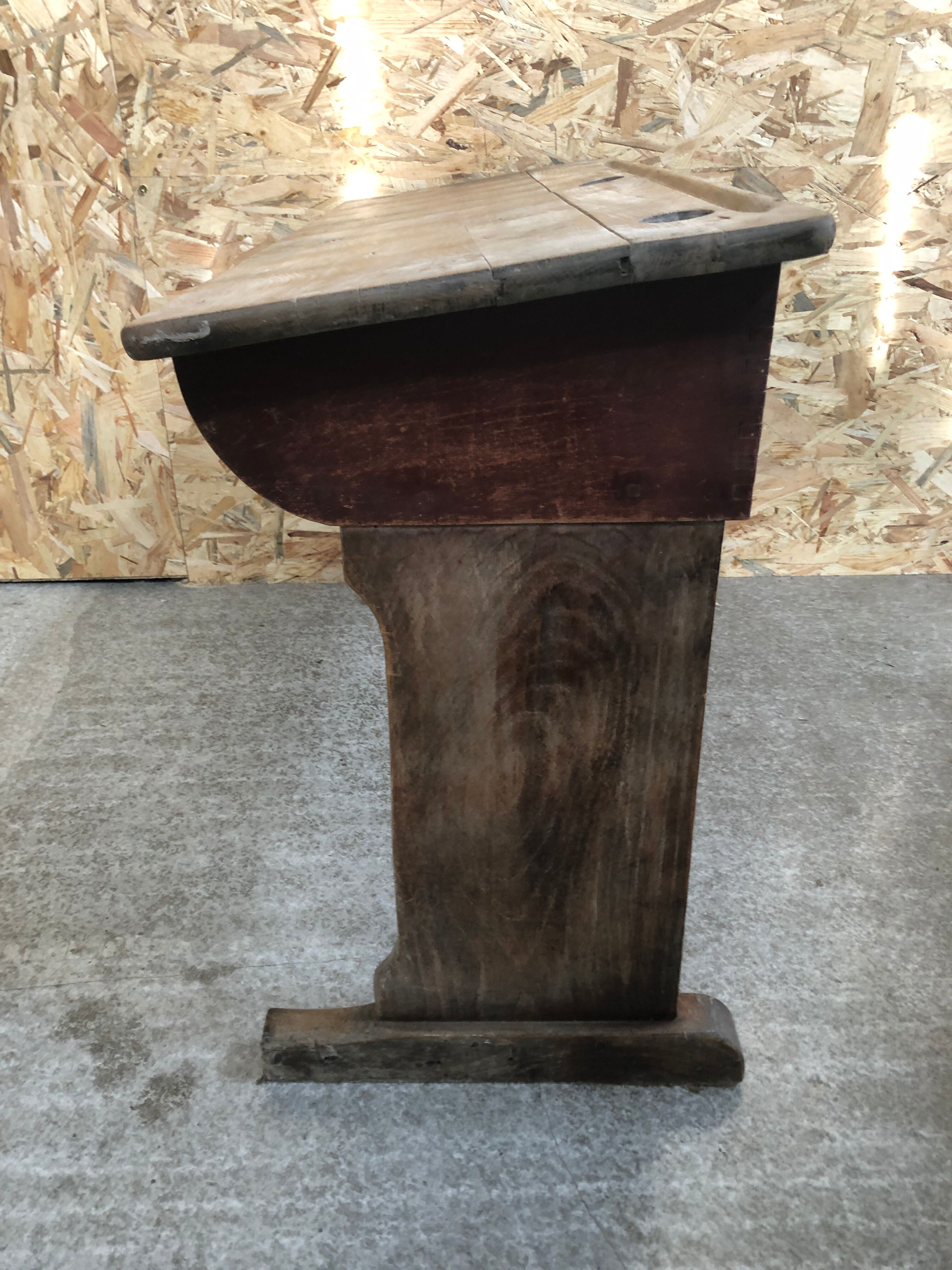Old school office desk double wood box vintage inkwell location