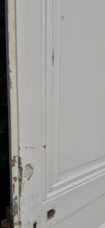 Communication door h221xL90cm old paneled, molded, interior