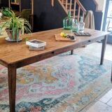 Large solid oak farmhouse table with two drawers 260 cm x 100 cm