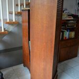 1950s curtain cabinet oak storage unit