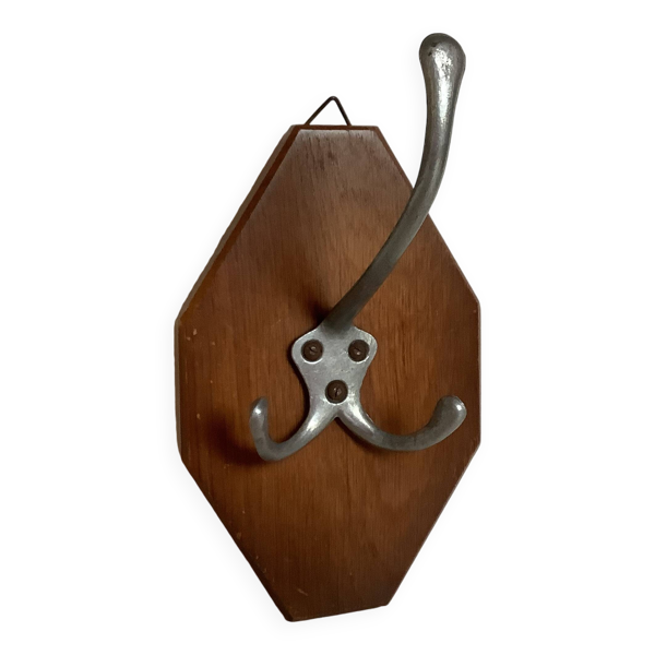 Ancienne double patère bois métal