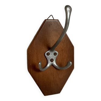 Old double wooden metal coat hook