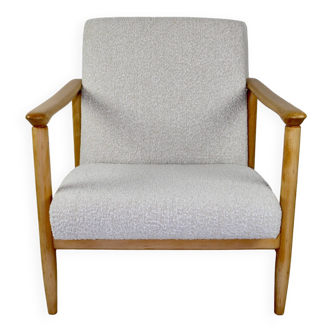 White Ivory Boucle GFM-142 Armchair attributed to Edmund Homa, 1970s