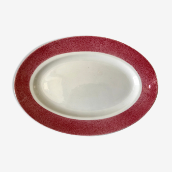 Plat ovale rose framboise années 20-30