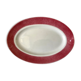 Plat ovale rose framboise années 20-30