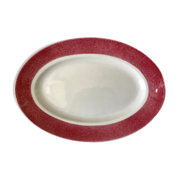 Plat ovale rose framboise années 20-30