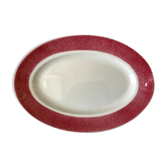 Plat ovale rose framboise années 20-30