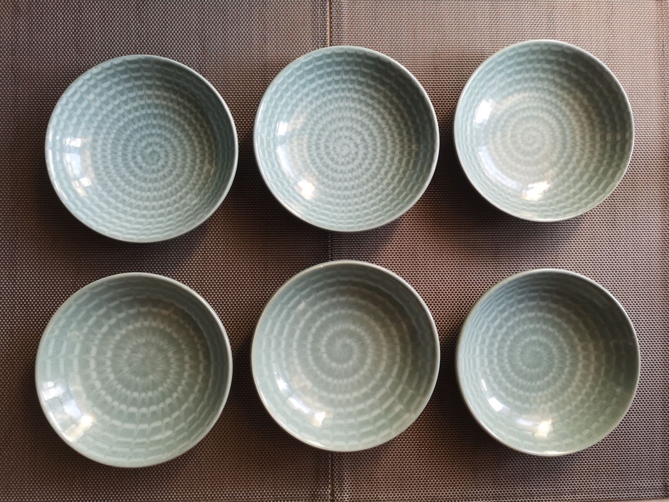 Set of 6 faience cups from Longchamps 1970s