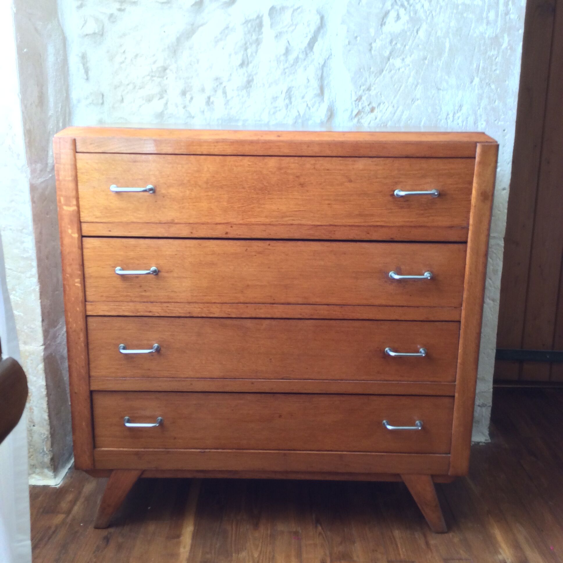 Chest of drawers vintage wooden compass feet