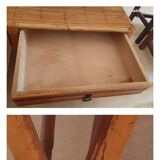 Table basse vintage en rotin et bambou