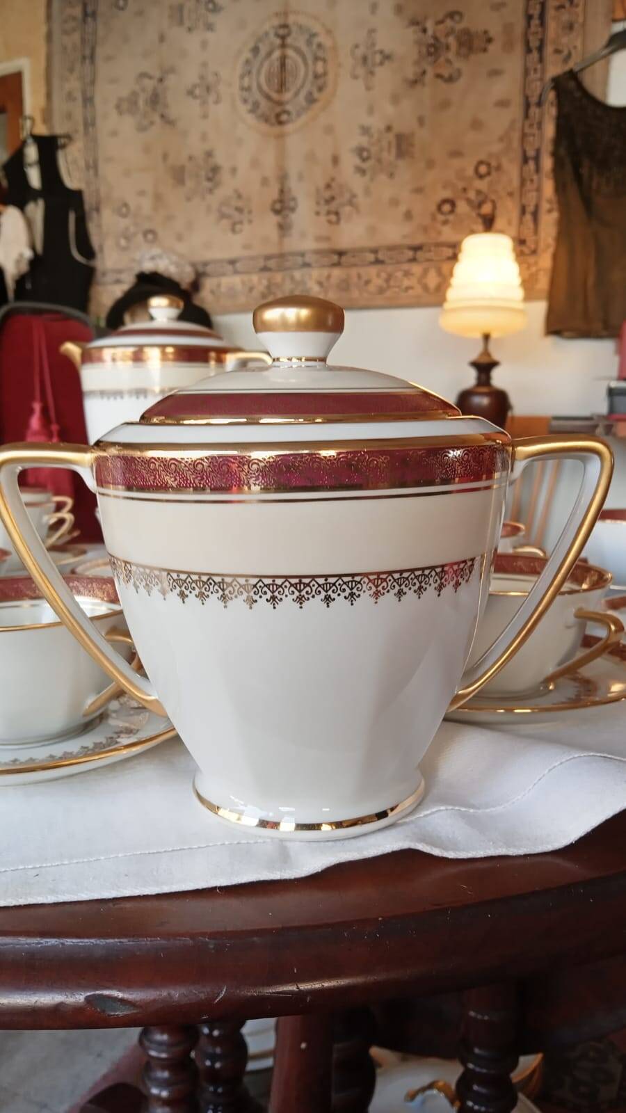 Vilatte Limoges Porcelain Coffee Service 13 Pieces, 11 People 1950