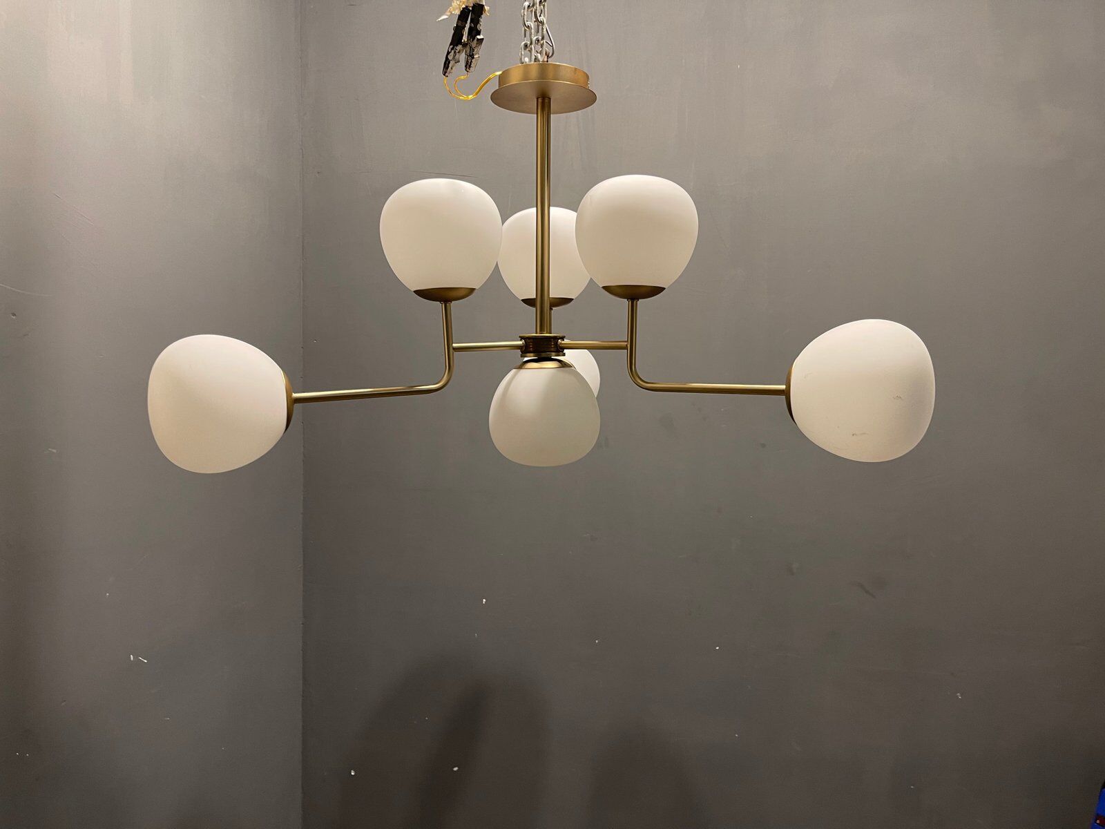 Lustre Spoutnik en verre opalin avec 7 lumières