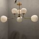 Opaline Glass Sputnik Chandelier with 7 Lights