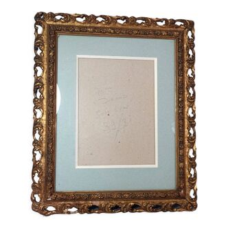 Openwork wood frame & gilded stucco + mats 49x40 cm, foliage 38x30.5 cm SB