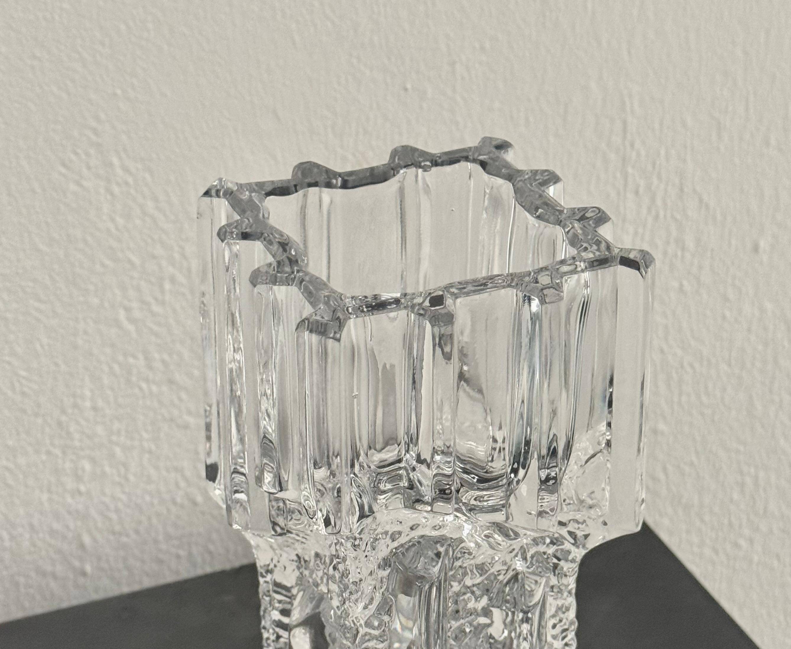 Big collectible vase with ice cube effect in glass from Limburg 1970