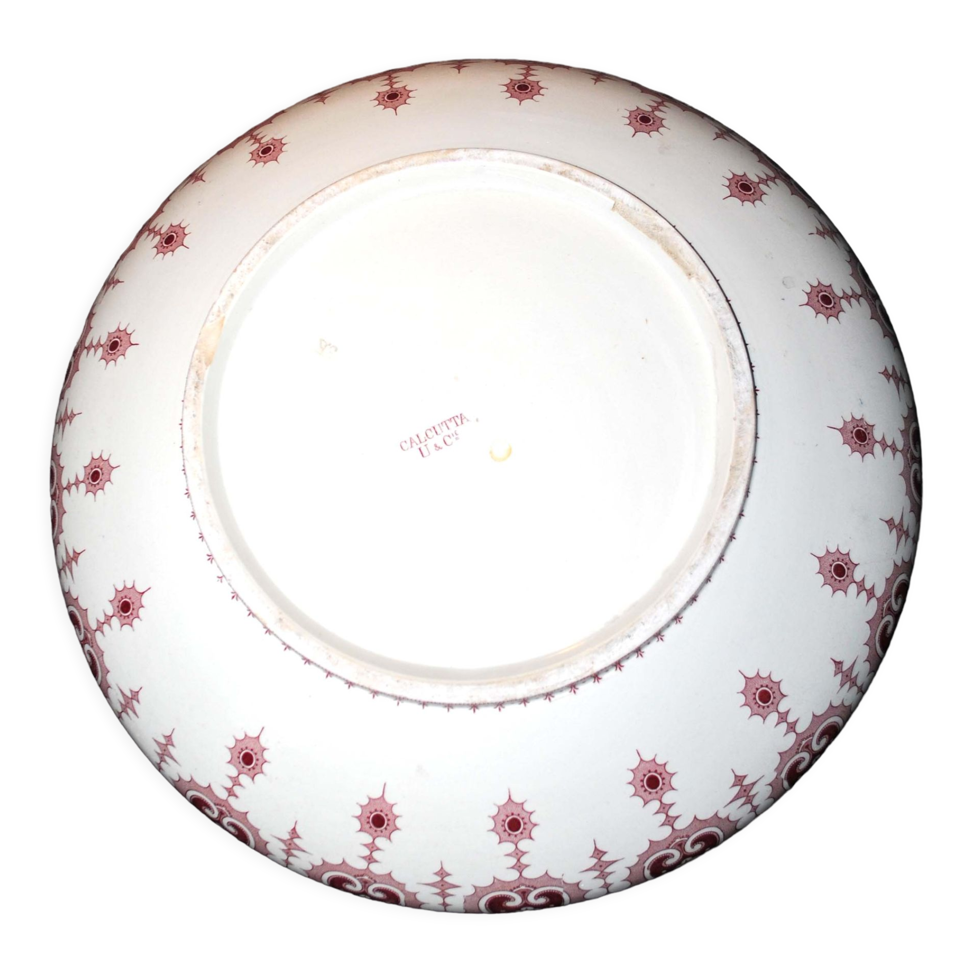 Salad bowl planter in earthenware sarreguemines u&c arabesque red calcutta