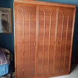 Brown varnished rattan cabinet