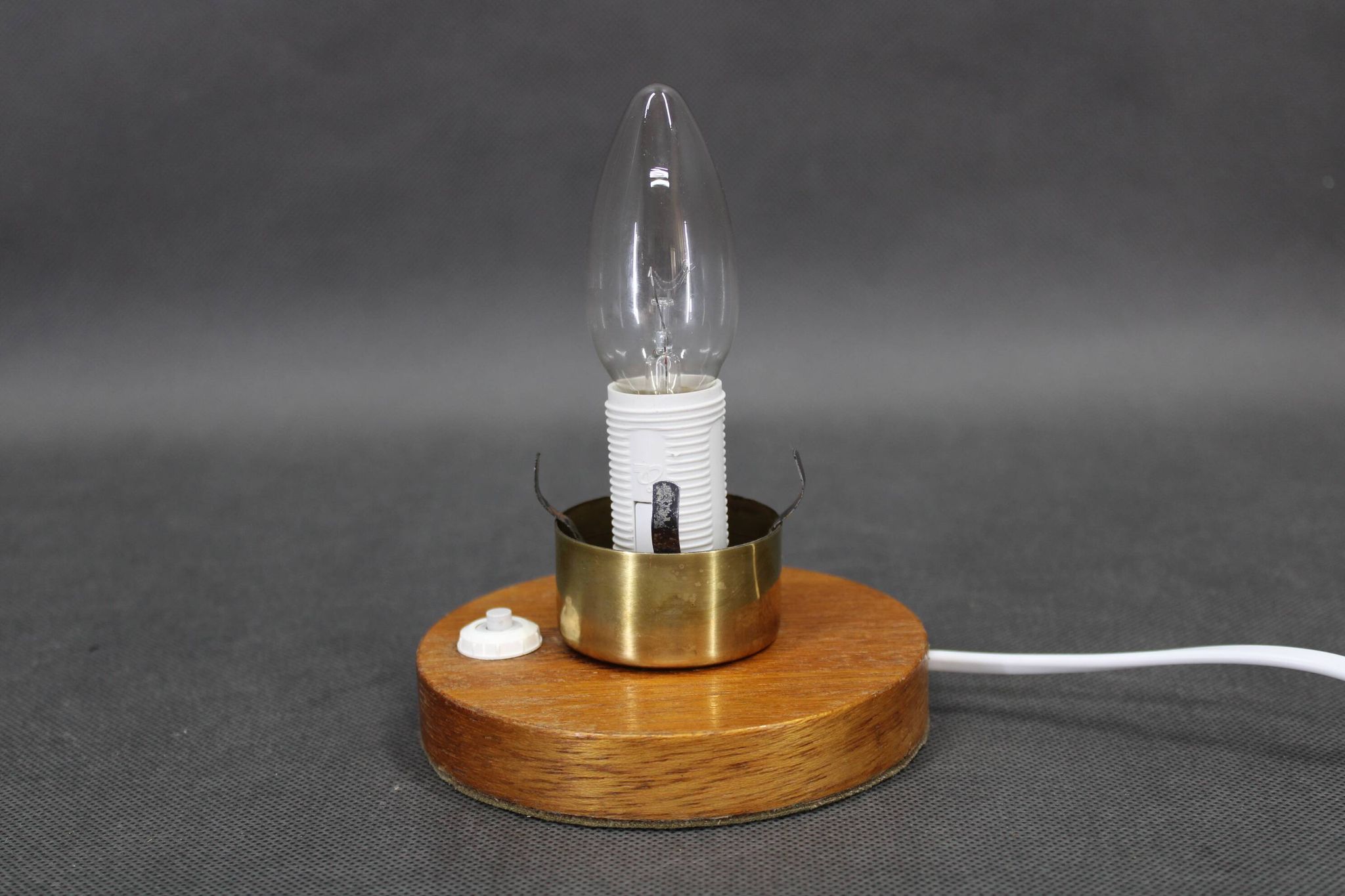 Pair of mid-century glass and wood table lamps, Czechoslovakia, 1970s