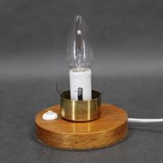 Pair of mid-century glass and wood table lamps, Czechoslovakia, 1970s