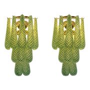 Graniglia Green “Conchiglie” Murano Glass Gold Wall Sconce by Simoeng Lot o