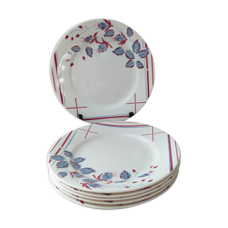 Set of 6 flat plates Digoin Sarreguemines