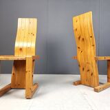 Chaises de salle à manger vintage en bois de pin finlandais, années 1970