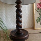 Turned wooden table lamp - vintage