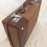 Cloth suitcase and leather vintage