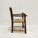 Fauteuil en chêne massif et paille