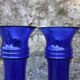 Paire de vases Holmegaard bleu cobalt – design scandinave – Michael Bang