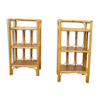 Pair of nightstands in rattan