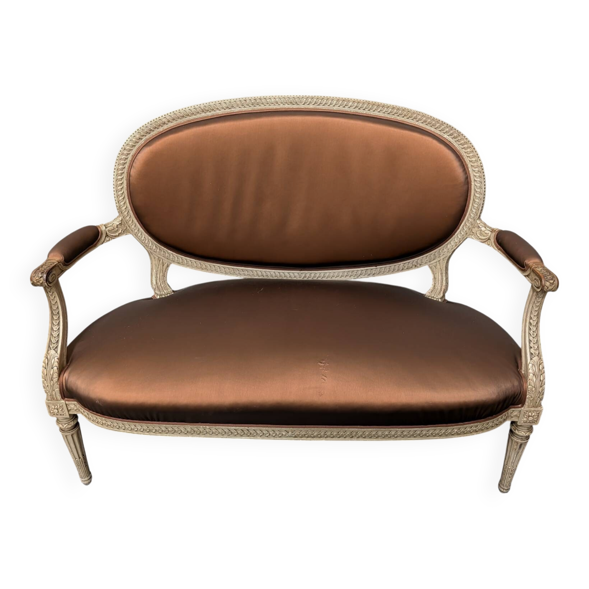Antique Louis XVI style salon – Basket seat settee and 4 armchairs