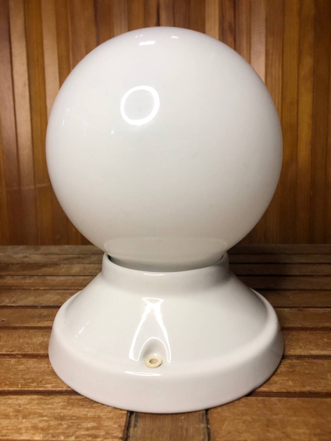 Old White Opaline Wall Lamp + Vintage Ceramic Support
