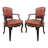 Paire de fauteuil d'époque Louis XV en chêne