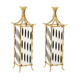 Pair of brass lantern lamps and fabrics from Maison Baguès 1960